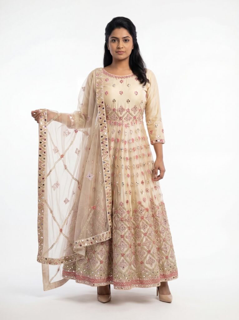 Champagne Mirror Anarkali